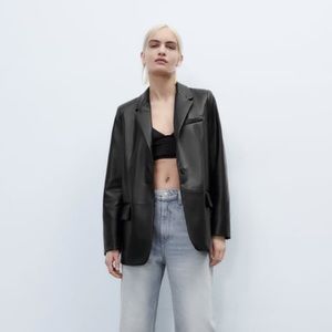 Zara Faux Leather Blazer, size small